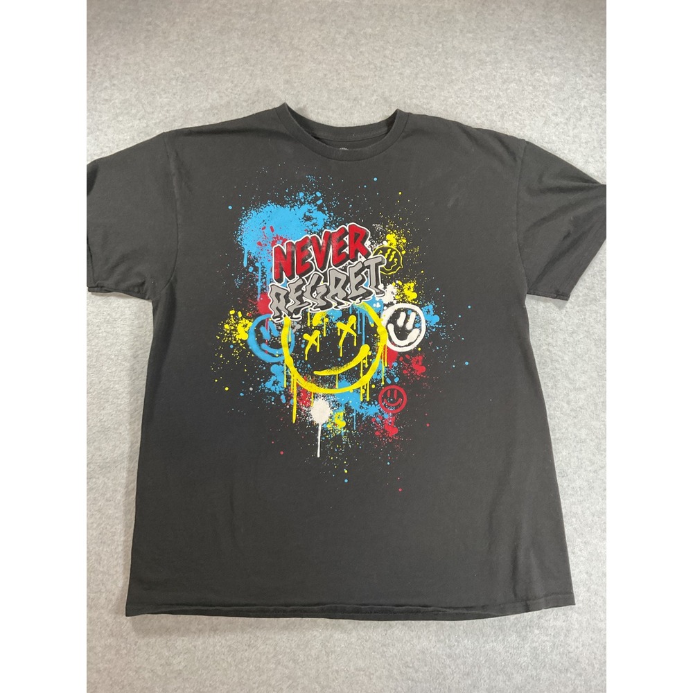 Akademiks Mens Never Regret Graphic T-Shirt Black XL Streetwear 2009